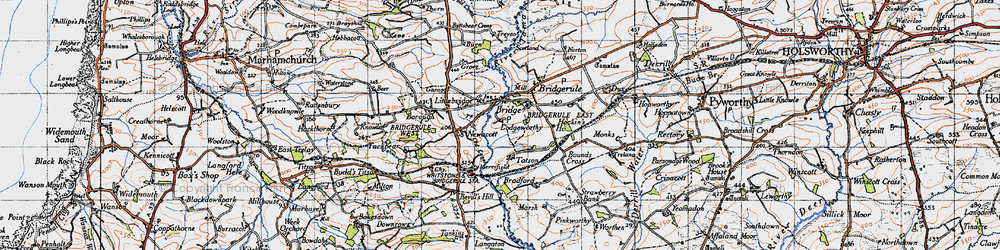 Old map of Bridgerule in 1946