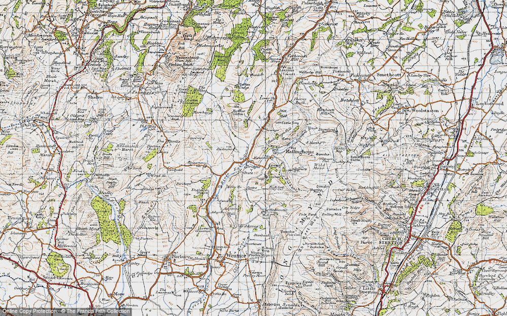 Old Map of Historic Map covering Gatten in 1947