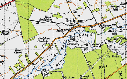 Old map of Bridgham Heath in 1946