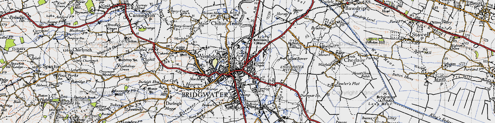 Old map of Bridgwater in 1946