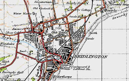 Old map of Bridlington in 1947