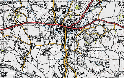 Old map of Bridport in 1945