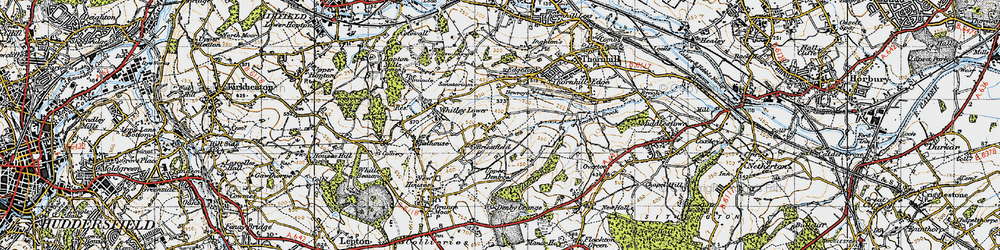Old map of Briestfield in 1947