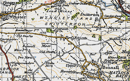 Old map of Bonsall Moor in 1947