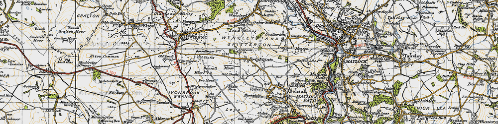 Old map of Bonsall Moor in 1947