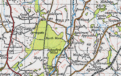 Old map of Abbeyford Woods in 1946
