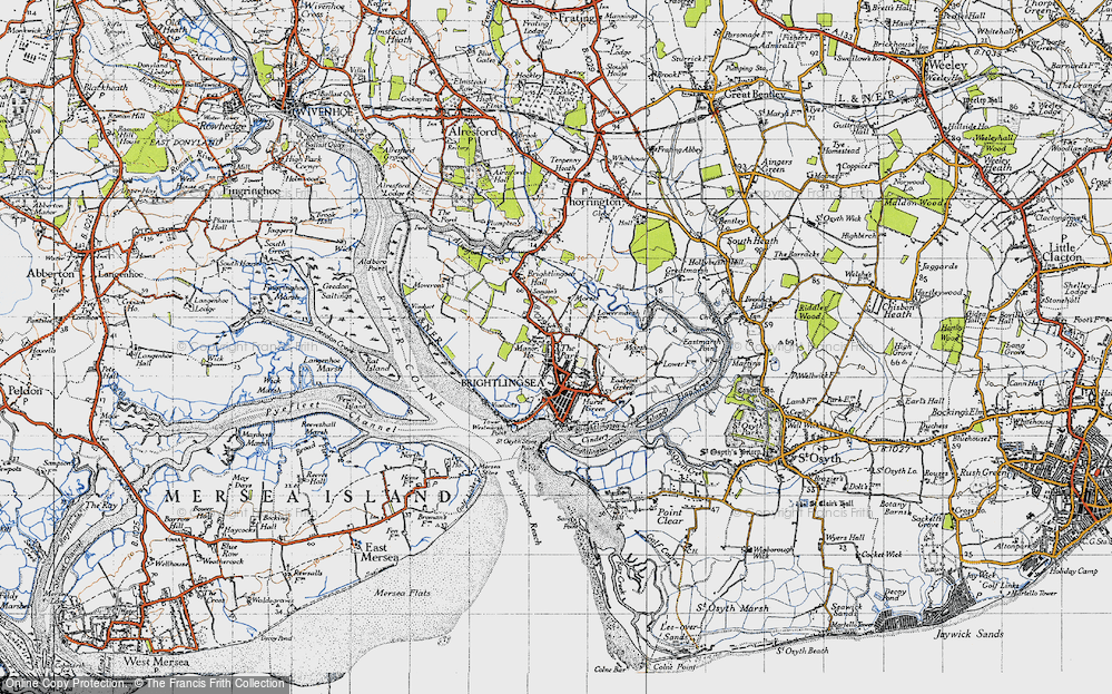 Old Map of Historic Map covering Westmarsh Point in 1945