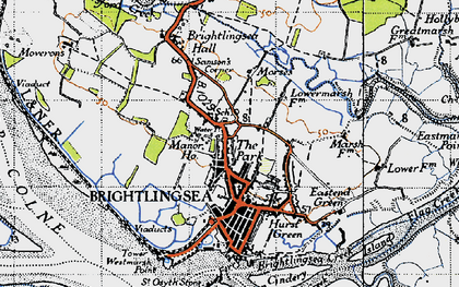 Old map of Brightlingsea in 1945