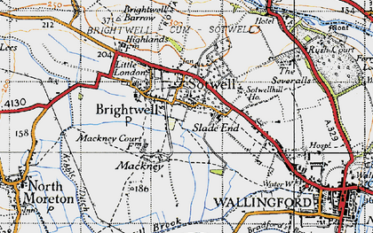 Old map of Brightwell-cum-Sotwell in 1947