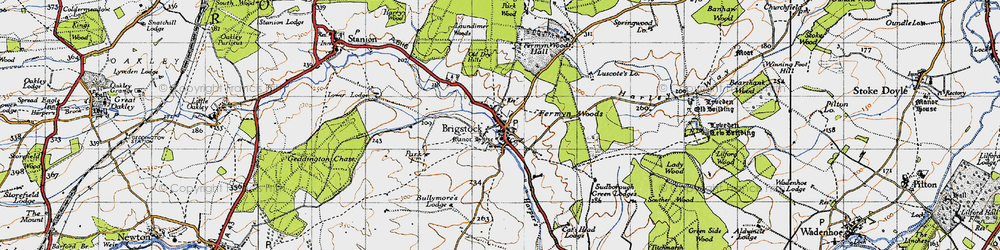 Old map of Brigstock in 1946