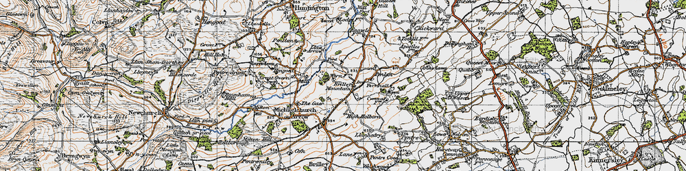 Old map of Brilley Mountain in 1947