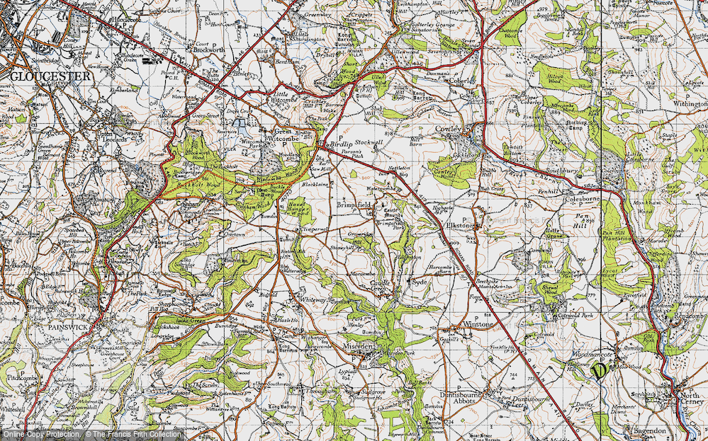 Old Map of Historic Map covering Brimpsfield Park in 1946
