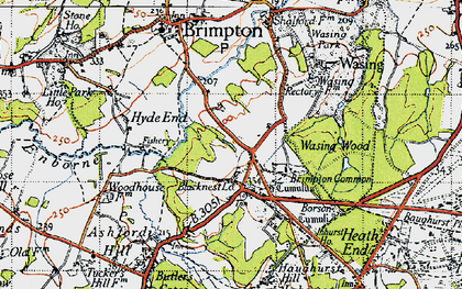 Old map of Brimpton Common in 1945