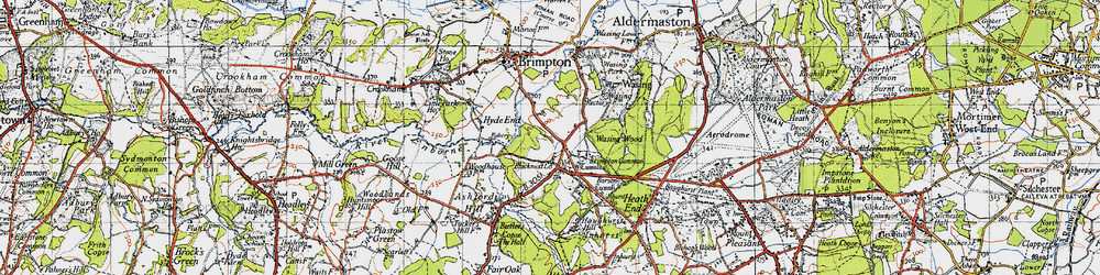Old map of Brimpton Common in 1945