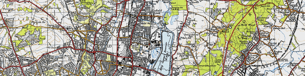 Old map of Lee Valley Park in 1946