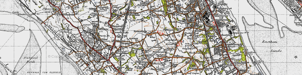 Old map of Brimstage in 1947