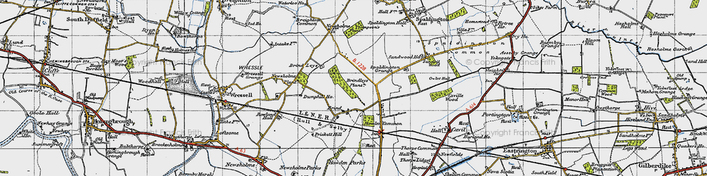 Old map of Brind in 1947