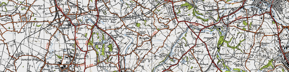 Old map of Brindle in 1947