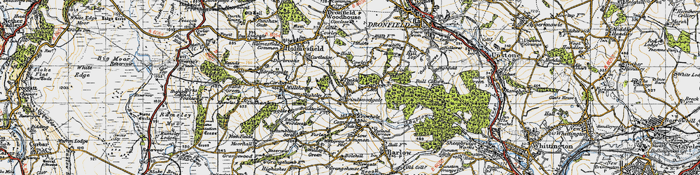 Old map of Barlow Lees in 1947