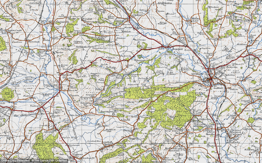 Old Map of Historic Map covering Bringewood in 1947