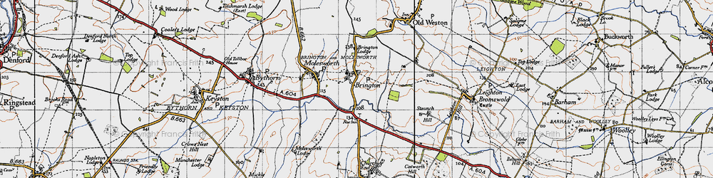 Old map of Brington in 1946
