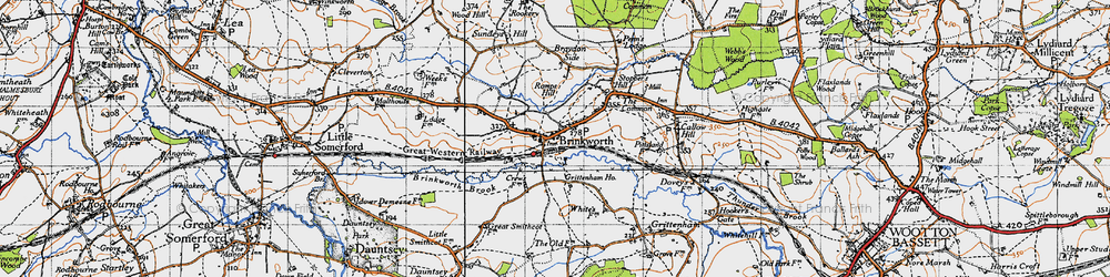 Old map of Brinkworth in 1947
