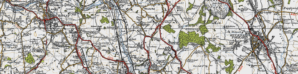 Old map of Brinsley in 1946