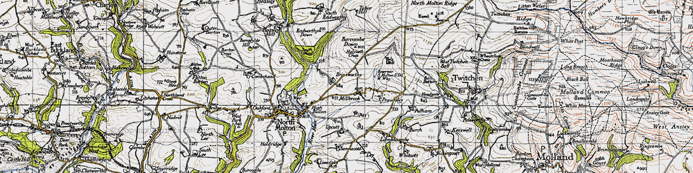 Old map of Brinsworthy in 1946