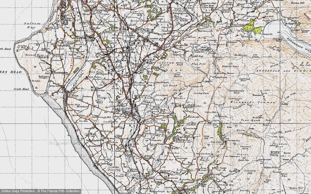 Old Map of Historic Map covering Black Beck in 1947