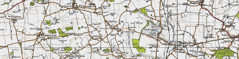 Old map of Brisley in 1946