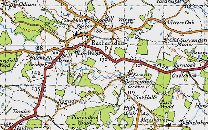 Old map of Brissenden Green in 1940