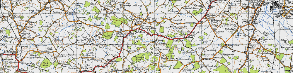 Old map of Brissenden Green in 1940