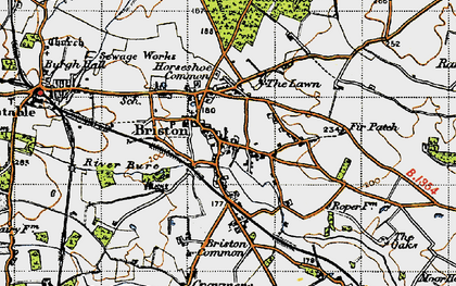 Old map of Briston Common in 1946