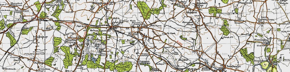 Old map of Briston in 1946