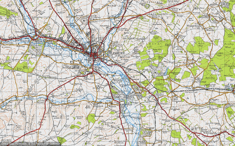 Old Map of Historic Map covering Petersfinger in 1940