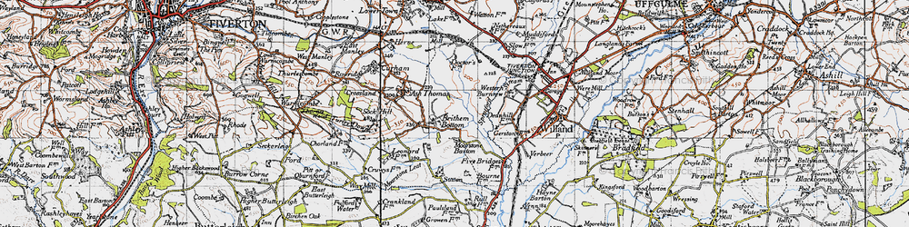 Old map of Brithem Bottom in 1946