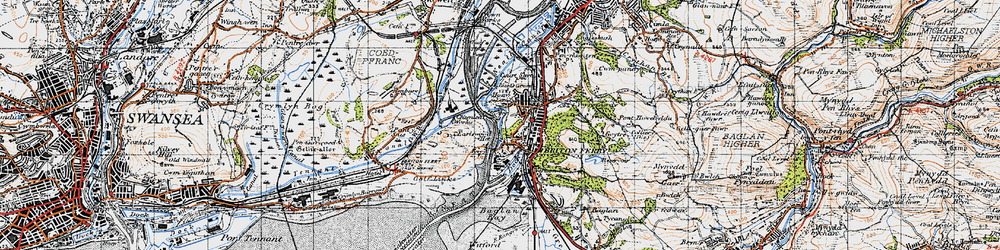 Old map of Briton Ferry in 1947