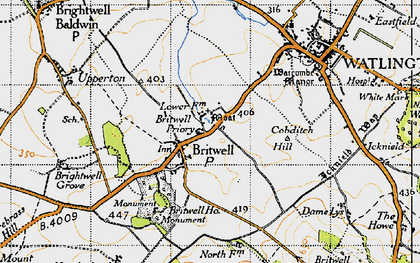 Old map of Britwell Salome Ho in 1947