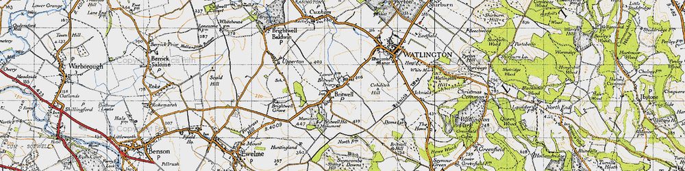 Old map of Britwell Salome in 1947