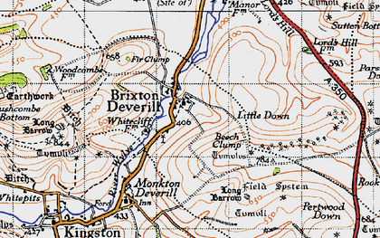 Old map of Brixton Deverill in 1946