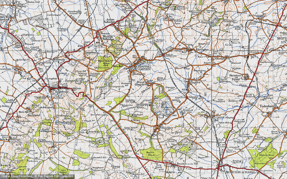 Old Map of Historic Map covering Westington Hill in 1946