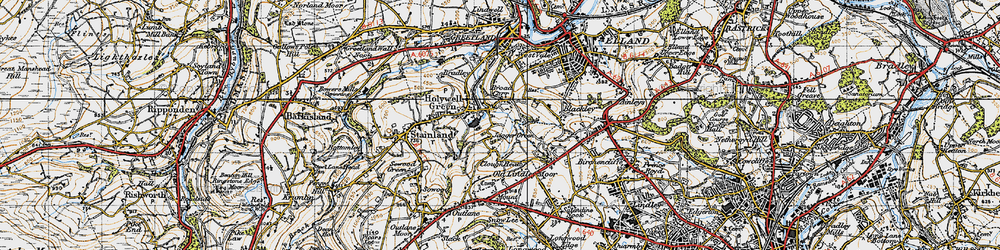 Old map of Broad Carr in 1947