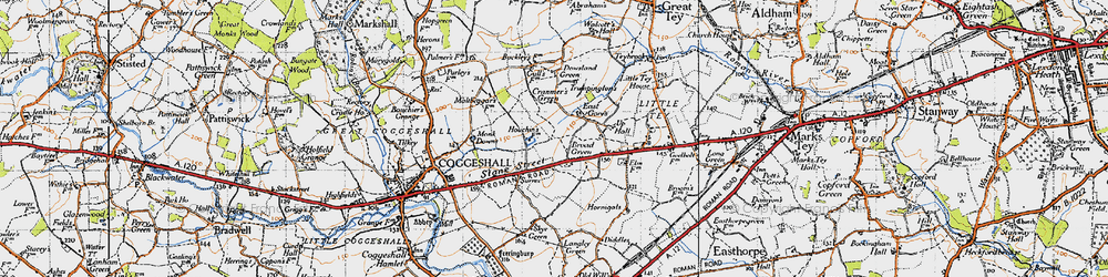 Old map of Broad Green in 1945