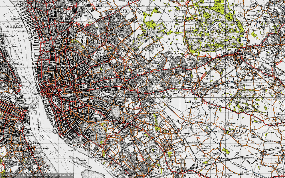 Old Map of Broad Green, 1947 in 1947