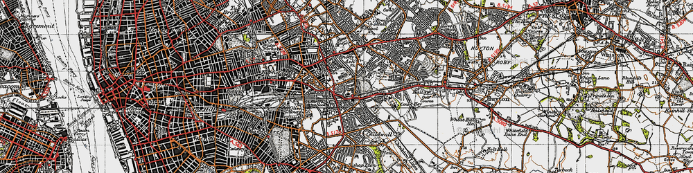 Old map of Broad Green in 1947