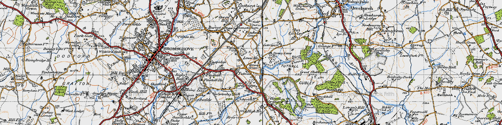 Old map of Broad Green in 1947