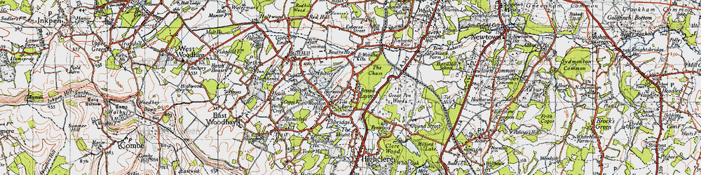 Old map of Broad Layings in 1945