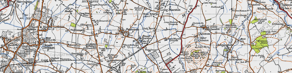 Old map of Broad Marston in 1946