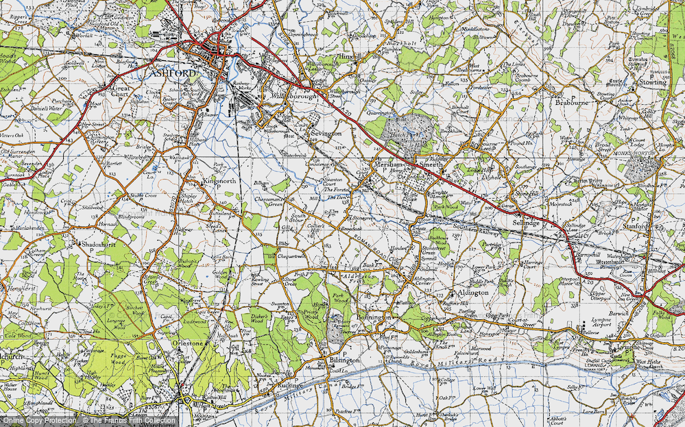 Old Map of Historic Map covering Denne in 1940