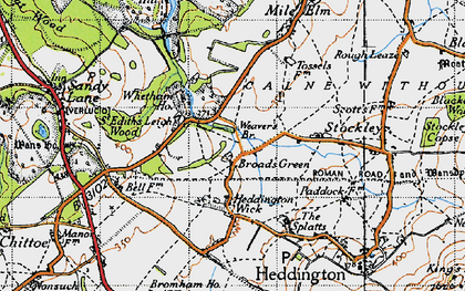 Old map of Broad's Green in 1940